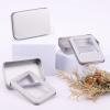 ZQTSANKESL 2 Pcs Small Metal Tin Box with Clear Window Lid - Cotton Swab Holder & Travel Qtip Case, Portable Empty Storage Container for Jewelry, Hair Ties, Dental Floss, Candy Packaging (Silver) view 2