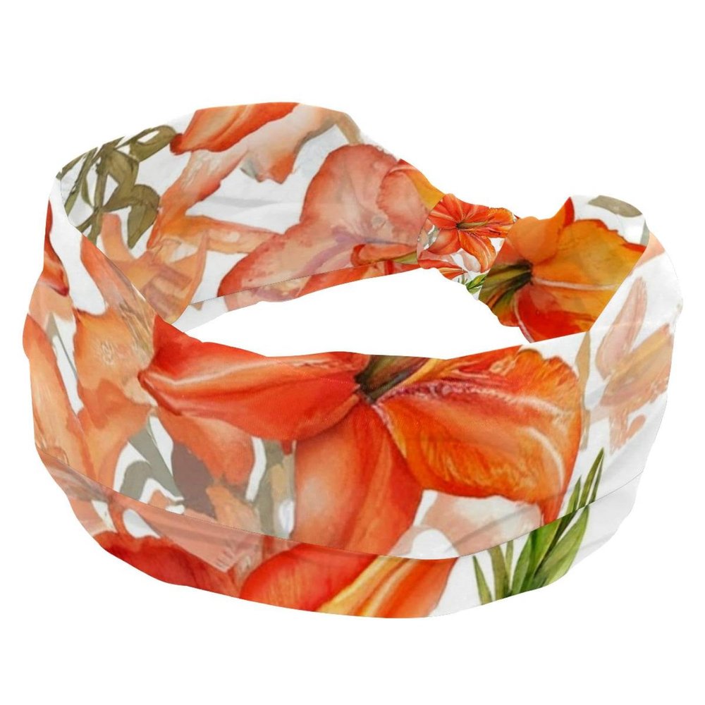 1 Pack Wide Headbands For Women Elastic Headband Watercolor Art Flowers Head Bands Women's Hair Band Turban Workout Soft Sweat Hairband Accessories