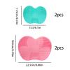 4 Pcs Silicone Makeup Brush Cleaning Mat Portable Makeup Brush Cleaning Mat with Suction Cup, Washing Tool for Makeup Brushes, Large and Small Sizes (Green and Pink) view 2