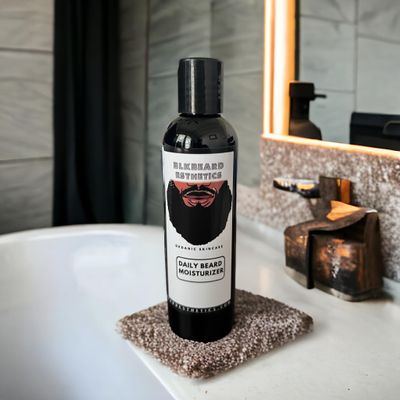BLKBEARD ESTHETICS Organic Beard Care Kit, Daily Moisturizer, Rosemary Mint Growth Oil, Gentle Cleansing Wash, Beard Balm, Natural Skincare for Men (Daily Moisturizer)