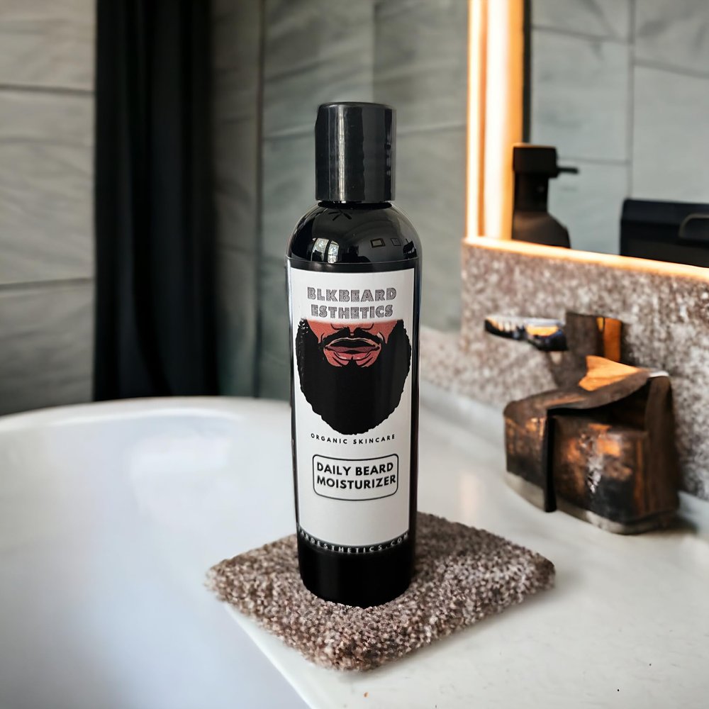 BLKBEARD ESTHETICS Organic Beard Care Kit, Daily Moisturizer, Rosemary Mint Growth Oil, Gentle Cleansing Wash, Beard Balm, Natural Skincare for Men (Daily Moisturizer)