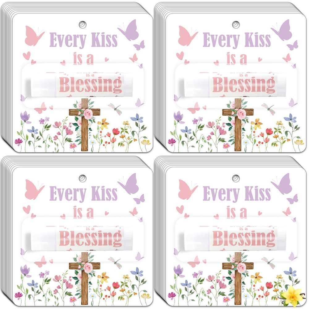 50 Pack Easter Christian Lip Balm Gifts Bulk Bible Verse Lip Balms Religious Presents Church Scripture Inspirational Lips Care for Women Coworker Employee Teacher Spring Appreciation Party Favor