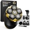 2026 New Head Shaver for Bald Men - Trimcoo 5-in-1 Magnetic Electric Trimmer with Titanium Blades | Gentle on Sensitive Scalp | IPX7 Waterproof, Powerful 8500 RPM, USB-C Charge & LED Display (Gold) view 1