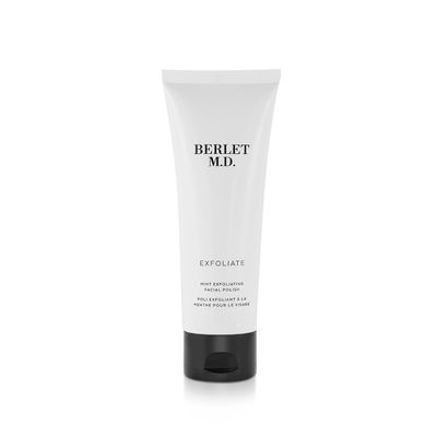 BERLET M.D. Mint Exfoliating Facial Polish, Gentle Sugar-Based Face Scrub with Apricot Oil, Aloe Vera & Green Tea, Deep Cleansing & Smoothing, Vegan, For All Skin Types, 120ml