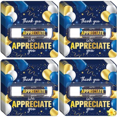 30 Pack Christmas Thank You Lip Balm Gifts Bulk, Blue Gold Winter Lip Balm Gifts, Appreciation Party Favor for Women Man Coworker Employee We Appreciate You Baby Shower Birthday Party Supplies