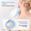2 Pcs Bath Sponge with Drawstring,That Holds Bar Soap,for Cleansing and Smooth Skin,2 in 1 Loofah Washcloth Combo Soap Bar Loofah(White, Blue) view 4