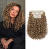 FLUFYMOOZ 4PC Clip in Hair Extensions, 14 Inch 100 Pure Protein Silk Short Hairpiece Deep Curly Wavy Hair Extensions Clip in Natural Soft Hairpiece for Women-Deep Dirty Blonde view 1