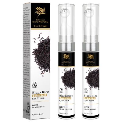 Eye Serum for Dark Circles & Anti-Aging - With Black Rice Extract & Bakuchiol for Wrinkles, Deep Moisturizing & Firming, Under Eye Cream for Puffiness with 360 Roller Massage, 15ml/0.5fl.oz(2pack)