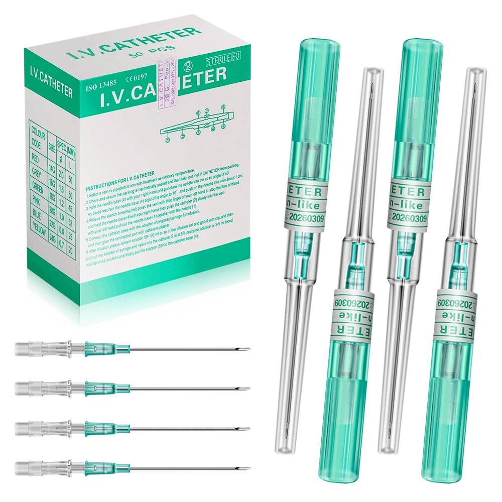 IV Catheter Piercing Needles 50Pcs - Combofix 18G Catheter Needles Kit for Ear Nose Lip Belly Navel Body Piercing Needles Hollow IV Start Kits Piercing Supplies Tools