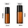 2 Pcs Brown Empty Glass Essential Oil Roller Bottles Vials Containers Refillable Roll-on Bottles with Funnel Refillable Cosmetic Containers Roller Balls for Essential Oilswithout funnel (50ml) view 2