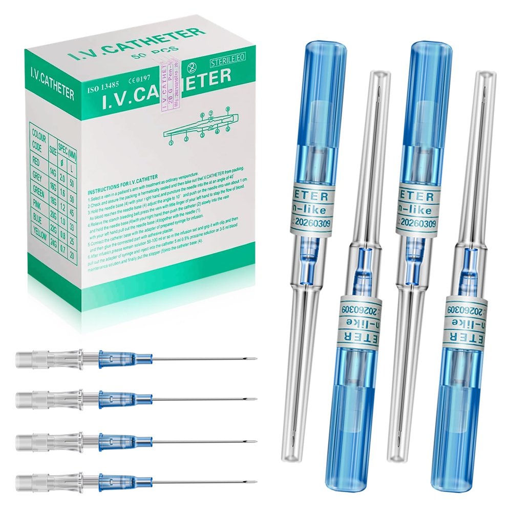 IV Catheter Piercing Needles 50Pcs - Combofix 22G Catheter Needles Kit for Ear Nose Lip Belly Navel Body Piercing Needles Hollow IV Start Kits Piercing Supplies Tools