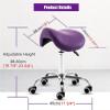 JAVPTAV Rolling Saddle Stool Chair with Wheels Comfortable Leather Saddle Stool for Clinic Dentist Spa Adjustable 19" 23" Height Ergonomic Design(Brown) view 2