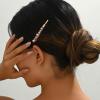 Allereyae Pink Crystal Hair Barrettes Pink Gemstone Hair Clip Gold Rhinestone Hairclips Cz Square Clip Barrette Sparkling Crystal Hairpin Weeding Hair Accessories Jewelry for Women view 2