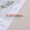 Allereyae Pink Crystal Hair Barrettes Pink Gemstone Hair Clip Gold Rhinestone Hairclips Cz Square Clip Barrette Sparkling Crystal Hairpin Weeding Hair Accessories Jewelry for Women view 3
