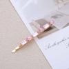 Allereyae Pink Crystal Hair Barrettes Pink Gemstone Hair Clip Gold Rhinestone Hairclips Cz Square Clip Barrette Sparkling Crystal Hairpin Weeding Hair Accessories Jewelry for Women view 4