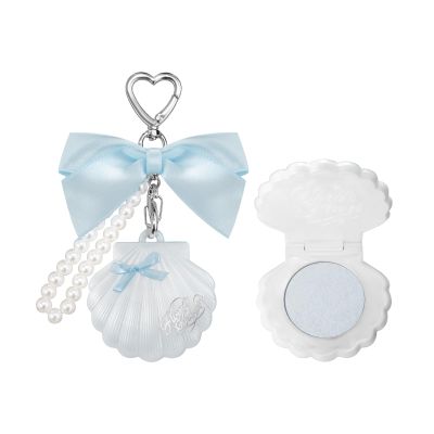 Flower Knows Shell's Jewel Highlighter Balm,Cute Bag Charm Keychain,Glitter Pearly Highlighter Makeup,Natural Glow Finish,Long Lasting Face Illuminator,Gift for Women,Girls,0.11 oz(Blue Tears)