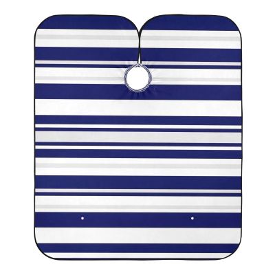 Navy Blue White Stripes Hair Dye Cape Washable, Barber Clothes Protector, Haircut Capes for Adults