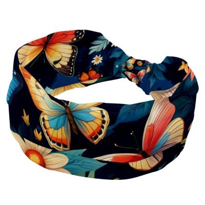 1 Pack Art Butterfly-993 Elastic Soft Fabric Non-Slip Women's Fashion Headbands - Soft, Wide, and Stylish for All Occasions