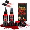 Oiomniv 5PCS Fake Blood Kit, 2.03oz Fake Blood Spray 2.03oz Dripping Blood 1.01oz Coagulated Blood Gel, Realistic Halloween SFX Makeup Washable for Zombie Vampire Cosplay Costume view 1