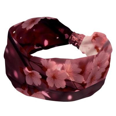 1 Pack Headbands for Women Non Slip Elastic Sports Hair Bands for Women, Soft Cloth Headband for Workout Yoga Fashion Hair Accessories,Pink Art Cherry Blossom-446