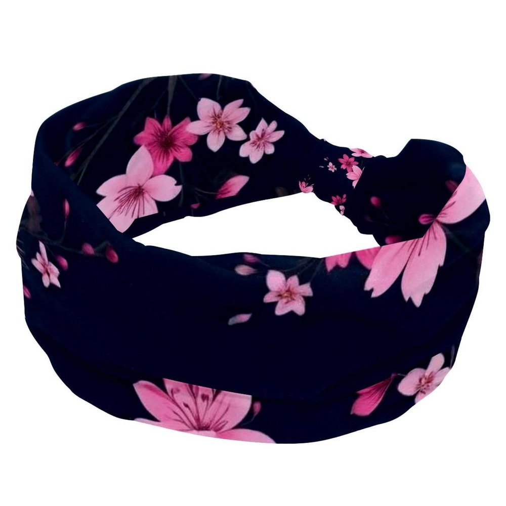 1 Pack Headbands for Women Non Slip Elastic Sports Hair Bands for Women, Soft Cloth Headband for Workout Yoga Fashion Hair Accessories,Pink Art Cherry Blossom-473