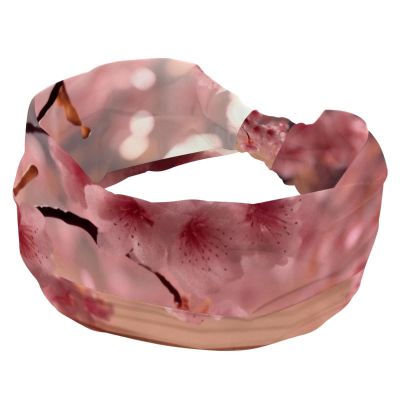 1 Pack Headbands for Women Non Slip Elastic Sports Hair Bands for Women, Soft Cloth Headband for Workout Yoga Fashion Hair Accessories,Pink Art Cherry Blossom-443