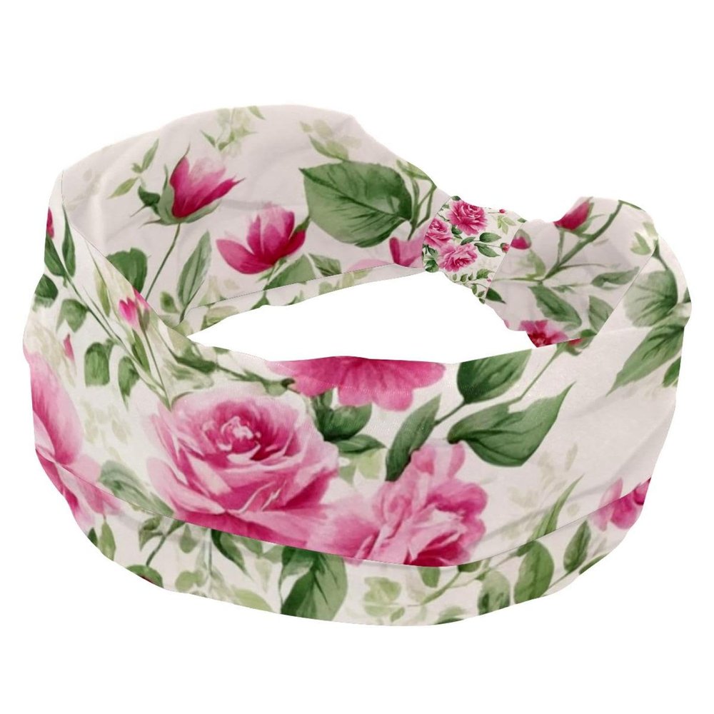 1 Pack Wide Headbands For Women Elastic Headband Art Flower-703 Head Bands Women's Hair Band Turban Workout Soft Sweat Hairband Accessories