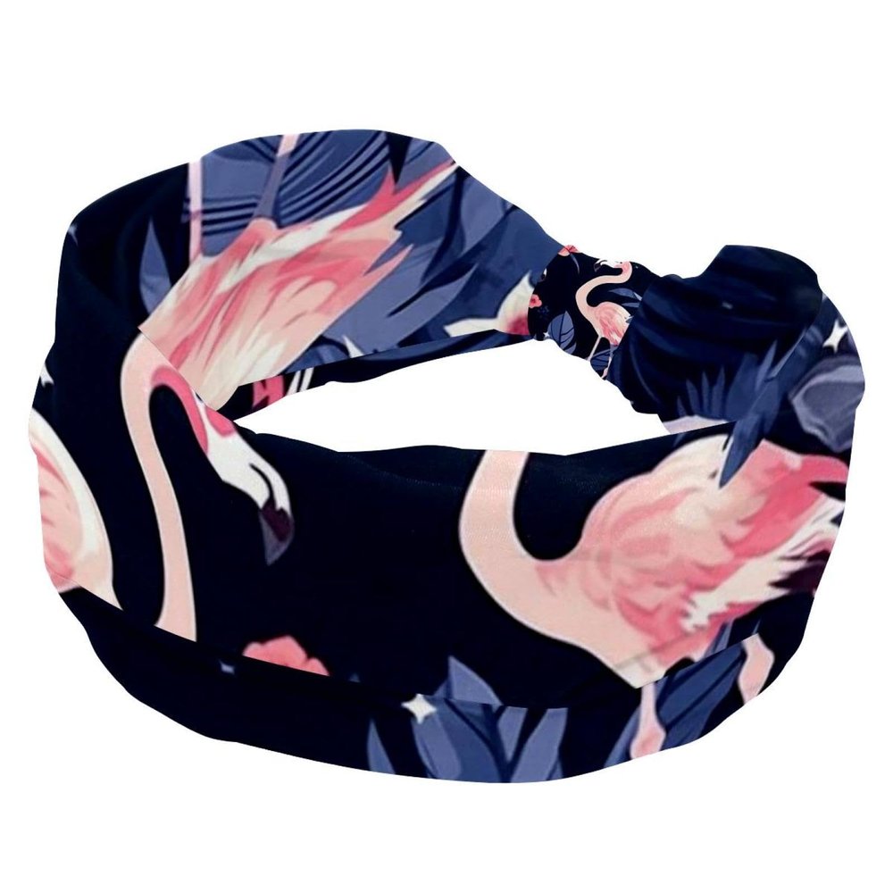 1 Pack Pink Art Flamingo-501 Elastic Soft Fabric Non-Slip Women's Fashion Headbands - Soft, Wide, and Stylish for All Occasions