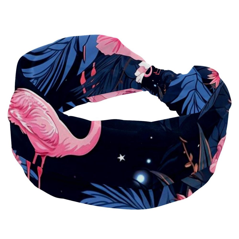 1 Pack Pink Art Flamingo-498 Elastic Soft Fabric Non-Slip Women's Fashion Headbands - Soft, Wide, and Stylish for All Occasions