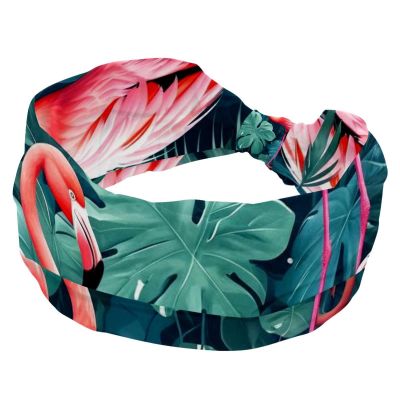1 Pack Headbands for Women Non Slip Elastic Sports Hair Bands for Women, Soft Cloth Headband for Workout Yoga Fashion Hair Accessories,Pink Art Flamingo-524