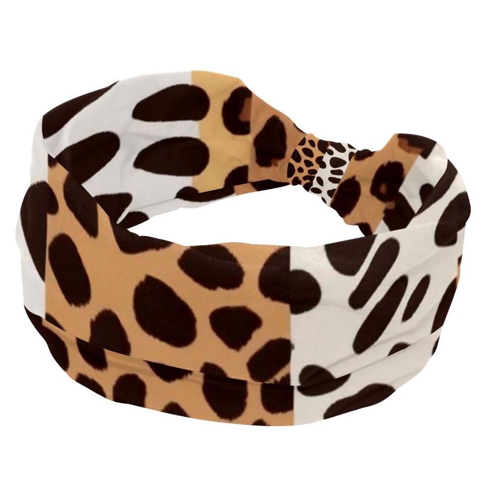 1 Pack Wide Headbands For Women Elastic Headband Art Leopard Print-1102 Head Bands Women's Hair Band Turban Workout Soft Sweat Hairband Accessories