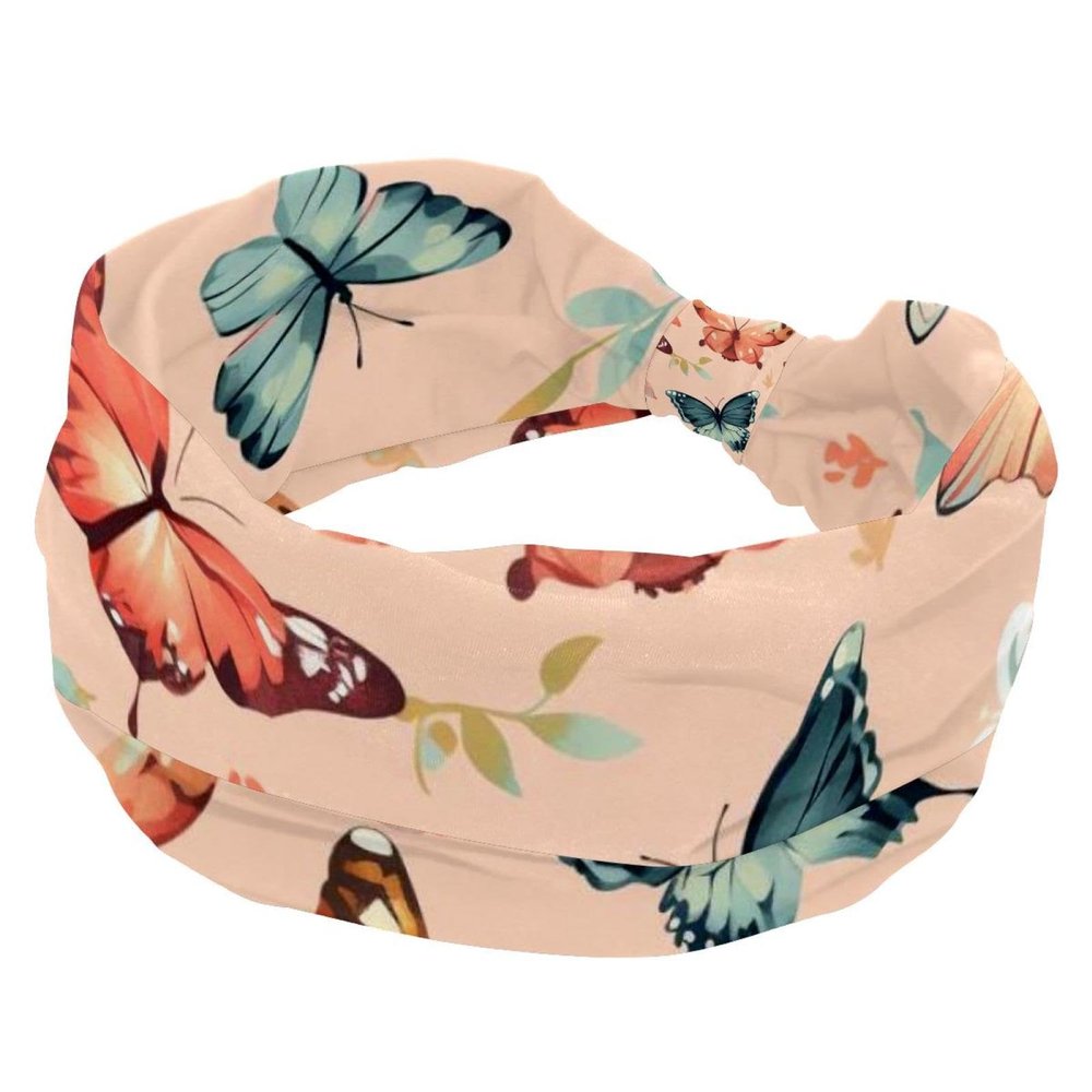 1 Pack Headbands for Women Non Slip Elastic Sports Hair Bands for Women, Soft Cloth Headband for Workout Yoga Fashion Hair Accessories,Art Butterfly-983