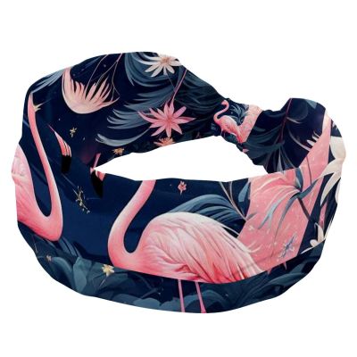 1 Pack Wide Headbands For Women Elastic Headband Pink Art Flamingo-547 Head Bands Women's Hair Band Turban Workout Soft Sweat Hairband Accessories