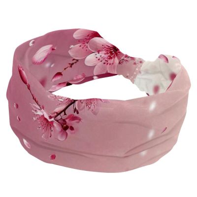1 Pack Headbands for Women Non Slip Elastic Sports Hair Bands for Women, Soft Cloth Headband for Workout Yoga Fashion Hair Accessories,Aesthetic Pink Cherry Blossom-482