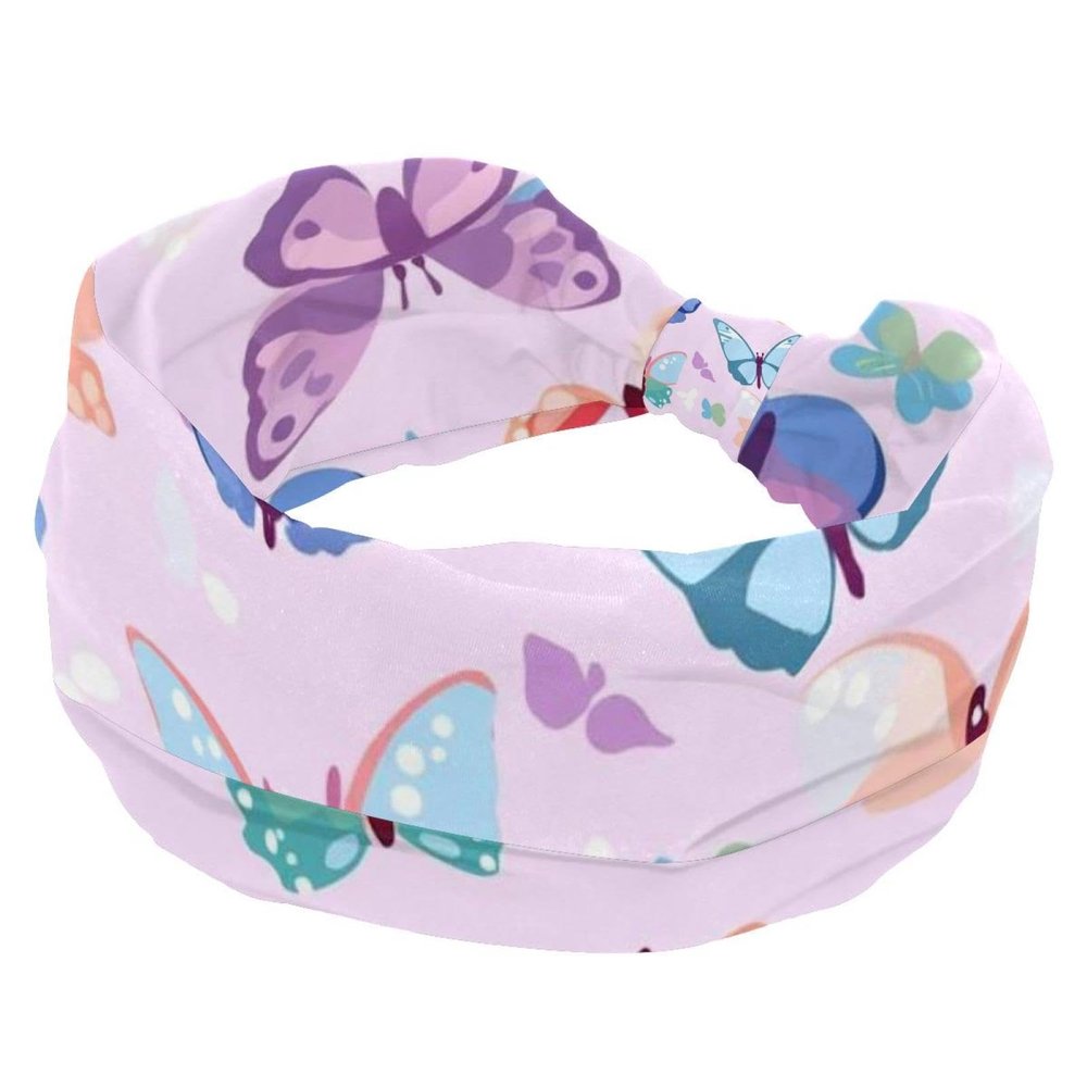 1 Pack Headbands for Women Non Slip Elastic Sports Hair Bands for Women, Soft Cloth Headband for Workout Yoga Fashion Hair Accessories,Art Butterfly-1007