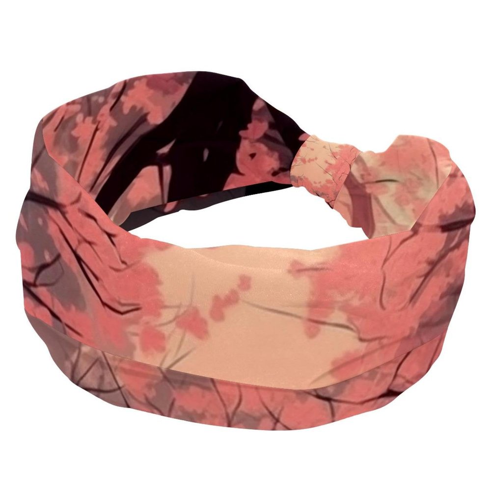 1 Pack Pink Art Cherry Blossom-447 Elastic Soft Fabric Non-Slip Women's Fashion Headbands - Soft, Wide, and Stylish for All Occasions