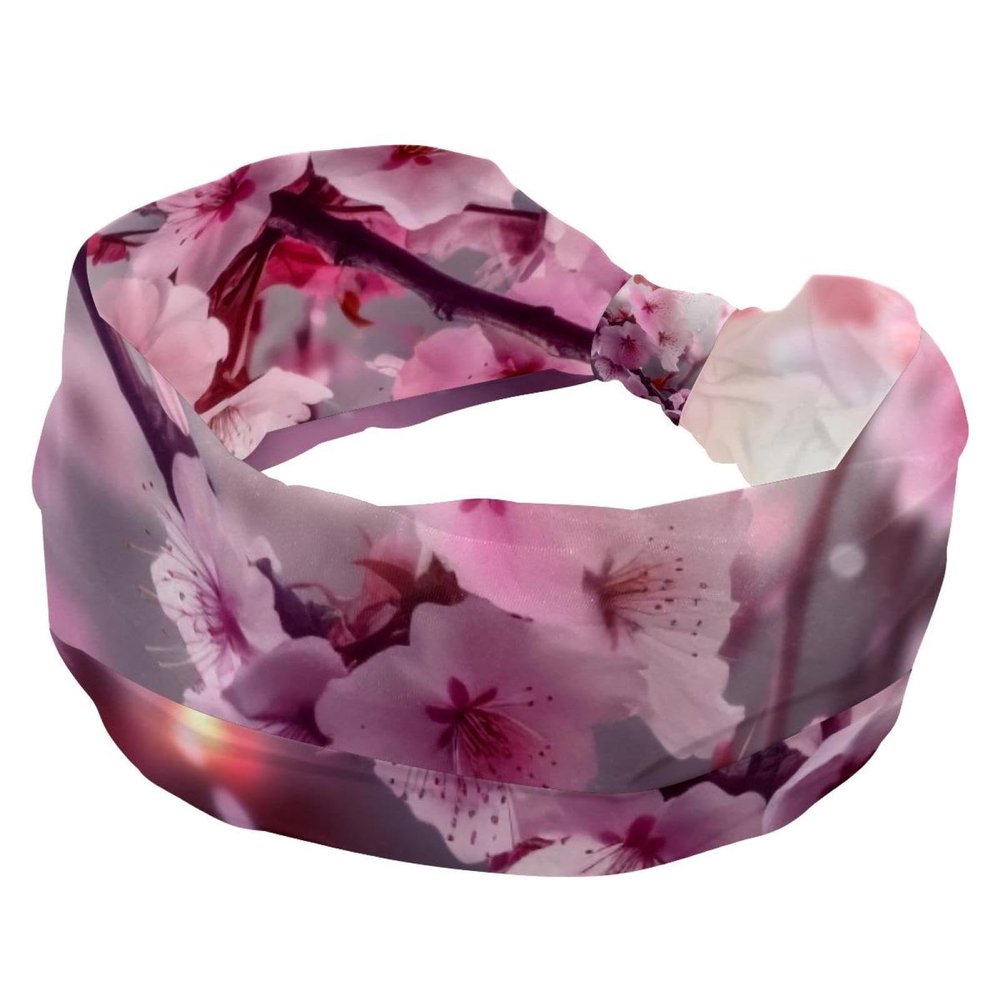 1 Pack Headbands for Women Non Slip Elastic Sports Hair Bands for Women, Soft Cloth Headband for Workout Yoga Fashion Hair Accessories,Pink Art Cherry Blossom-449
