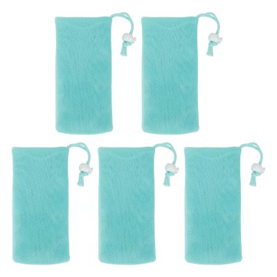 Exfoliating Mesh Soap Pouch, Soap Foaming Net for Body and Facial Cleansing, Premium PE Material, Soft and Durable, Drawstring Design for Easy Storage, Set of 5