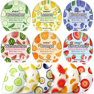 36 Pack Colorful Fruit Face Mask Set, Hydrating & Moisturizing, Bulk Sheet Facial Mask for All Skin Types, Collagen Face Masks Skincare for Women, Christmas Stocking Stuffers and Spa Party Gifts