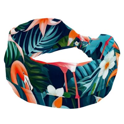 1 Pack Headbands for Women Non Slip Elastic Sports Hair Bands for Women, Soft Cloth Headband for Workout Yoga Fashion Hair Accessories,Pink Art Flamingo-530