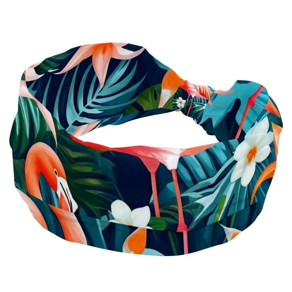 1 Pack Headbands for Women Non Slip Elastic Sports Hair Bands for Women, Soft Cloth Headband for Workout Yoga Fashion Hair Accessories,Pink Art Flamingo-530