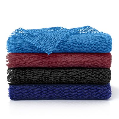 4 Pieces Nylon African Exfoliating Net Sponge, Authentic African Net Sponge for Bath and Shower, Body Scrubber Back Exfoliating Bath Accessories (Black, Dark Blue, Light Blue, Brown)