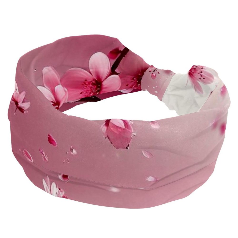 1 Pack Pink Art Cherry Blossom-480 Elastic Soft Fabric Non-Slip Women's Fashion Headbands - Soft, Wide, and Stylish for All Occasions