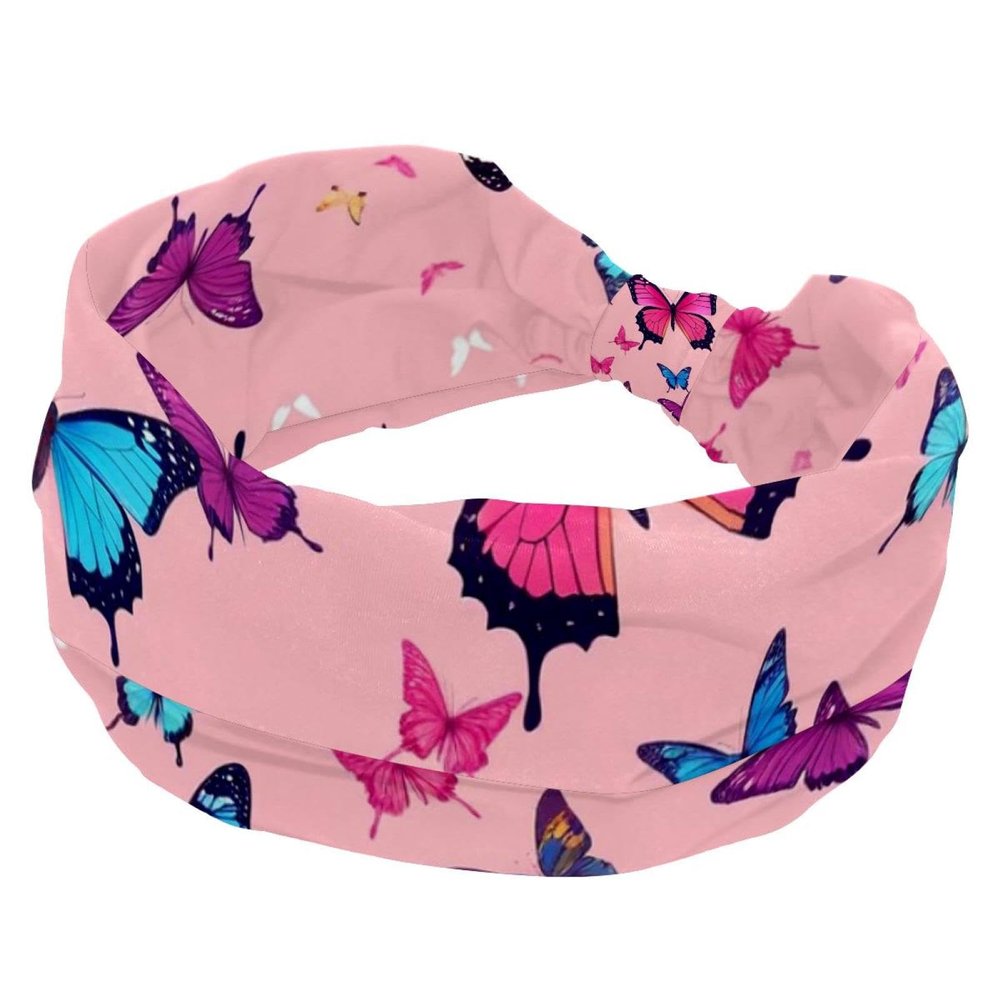 1 Pack Art Butterfly-1011 Elastic Soft Fabric Non-Slip Women's Fashion Headbands - Soft, Wide, and Stylish for All Occasions