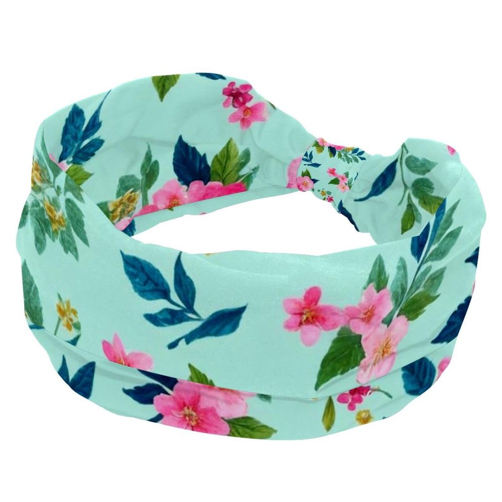 1 Pack Wide Headbands For Women Elastic Headband Aesthetic Flower-613 Head Bands Women's Hair Band Turban Workout Soft Sweat Hairband Accessories