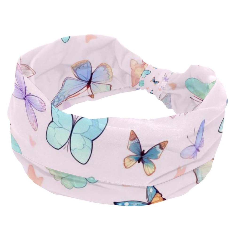 1 Pack Art Butterfly-1008 Elastic Soft Fabric Non-Slip Women's Fashion Headbands - Soft, Wide, and Stylish for All Occasions