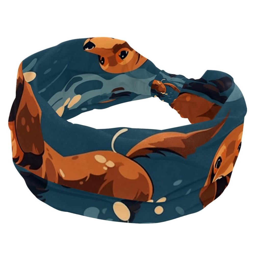 1 Pack Cartoon Dog-24 Elastic Soft Fabric Non-Slip Women's Fashion Headbands - Soft, Wide, and Stylish for All Occasions