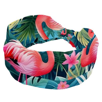 1 Pack Pink Art Flamingo-516 Elastic Soft Fabric Non-Slip Women's Fashion Headbands - Soft, Wide, and Stylish for All Occasions