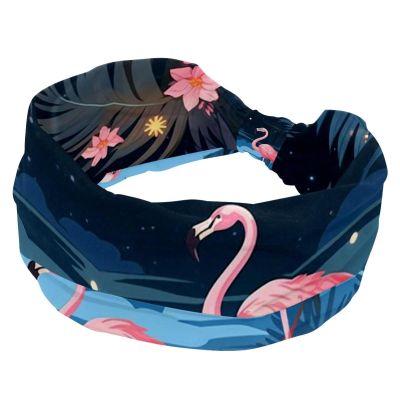 1 Pack Headbands for Women Non Slip Elastic Sports Hair Bands for Women, Soft Cloth Headband for Workout Yoga Fashion Hair Accessories,Pink Art Flamingo-503