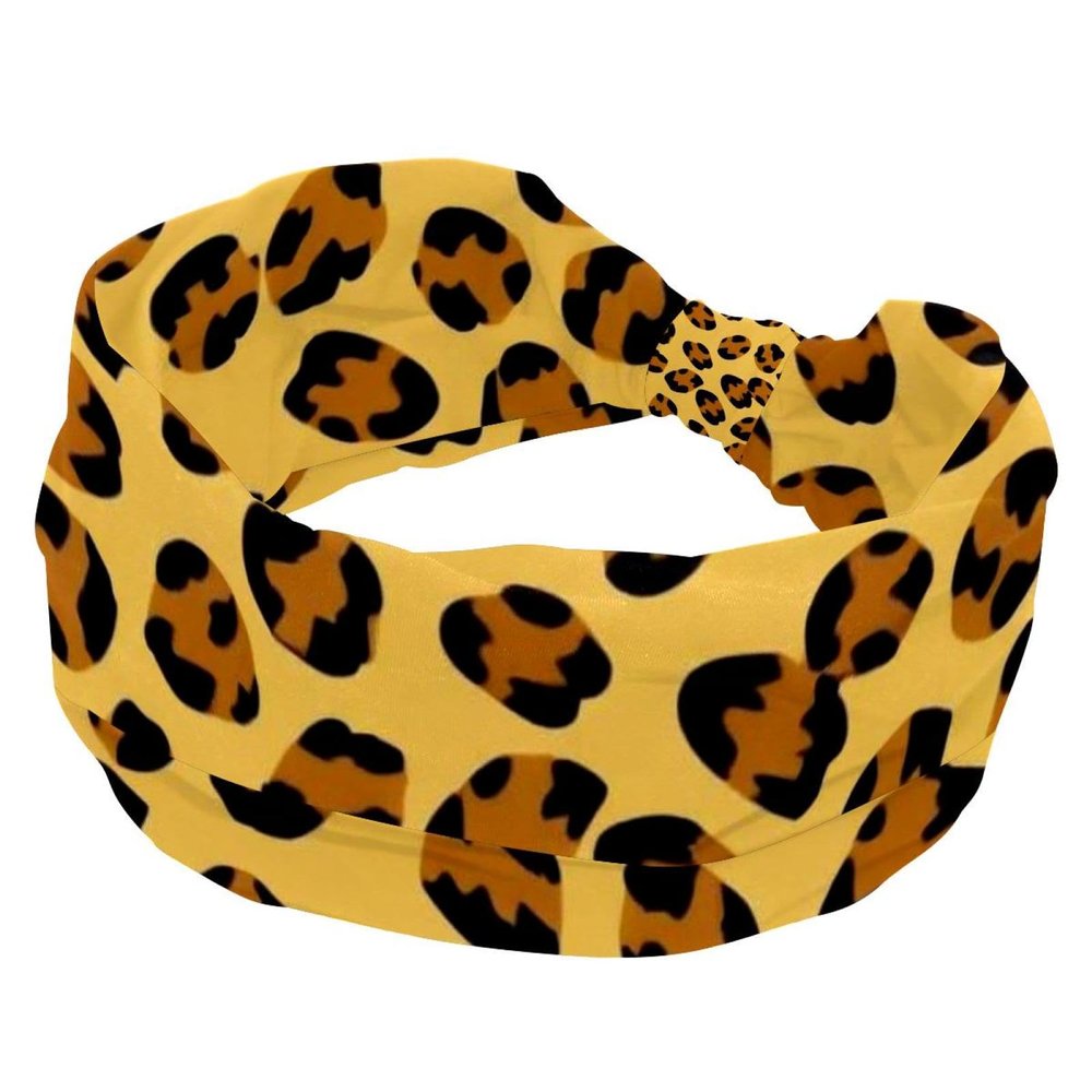 1 Pack Headbands for Women Non Slip Elastic Sports Hair Bands for Women, Soft Cloth Headband for Workout Yoga Fashion Hair Accessories,Art Leopard Print-1100